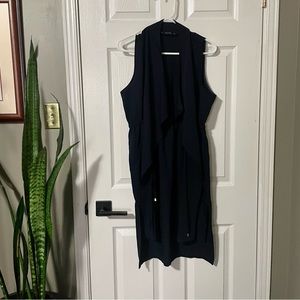 Zara Beautiful Sleeveless Waterfall Vest in Dark Navy Blue